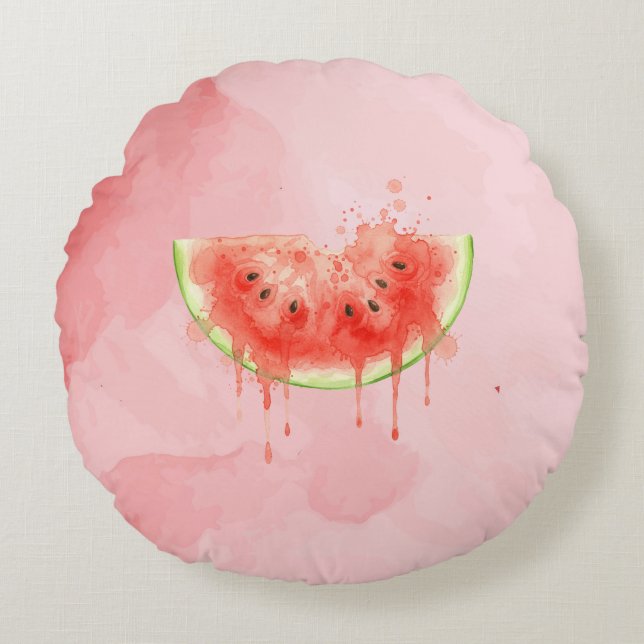 Wassermelone Rundes Kissen (Vorderseite)