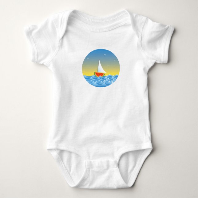 Wassermelone Sailboat Baby Strampler (Vorderseite)