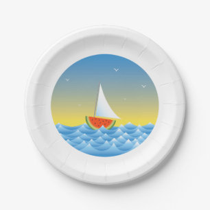Wassermelone Sailboat Pappteller