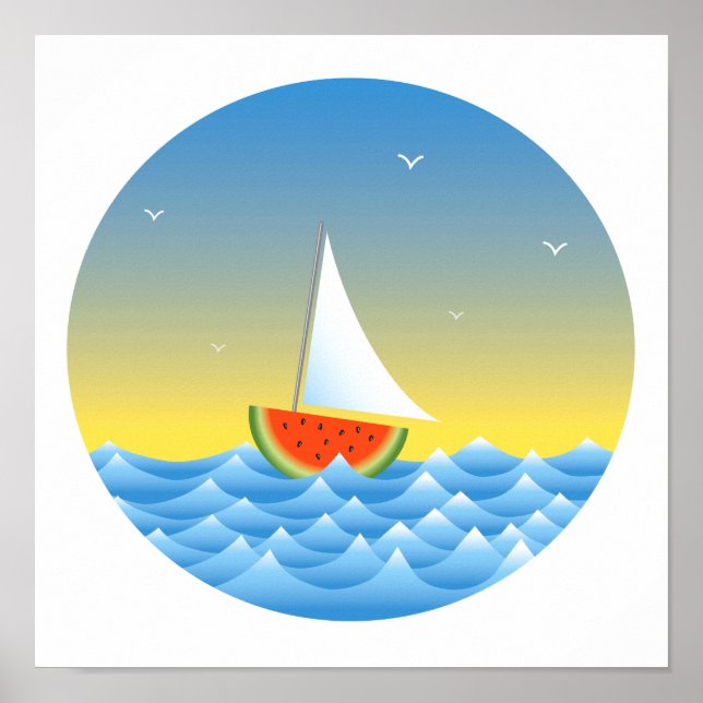 Wassermelone Sailboat Poster (Vorne)
