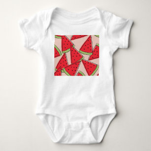Wassermelone Scheiben Rosa Hintergrund Muster Baby Strampler