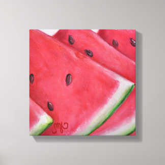 Wassermelone Scheiben - Stretchierte Canvas Print Leinwanddruck