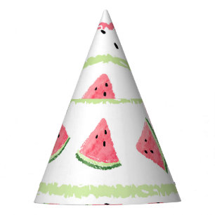 Wassermelone Scheiben: Wasserfarbe gestrichen Naht Partyhütchen