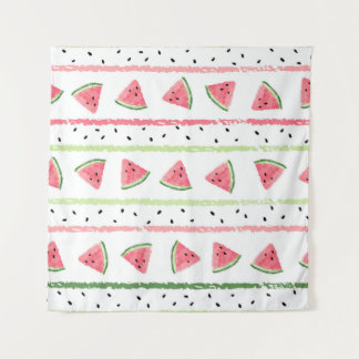 Wassermelone Scheiben: Wasserfarbe gestrichen Naht Wandteppich