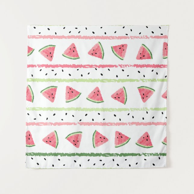 Wassermelone Scheiben: Wasserfarbe gestrichen Naht Wandteppich (Vorderseite)