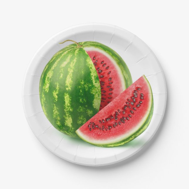 Wassermelone schneiden pappteller (Vorderseite)