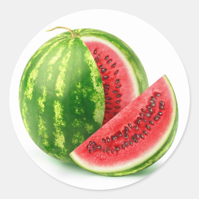Wassermelone schneiden runder aufkleber (Vorderseite)