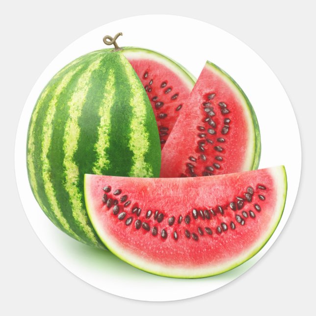 Wassermelone schneiden runder aufkleber (Vorderseite)