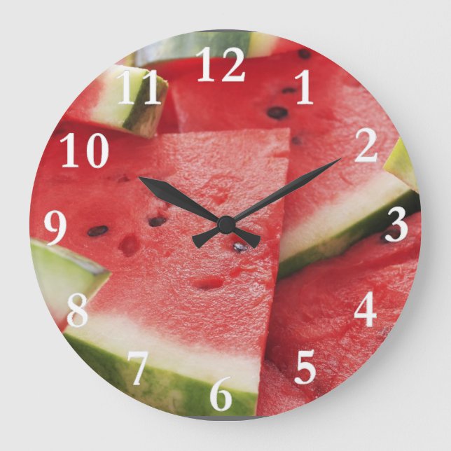 Wassermelone schneidet ringsum Wanduhr (Vorderseite)