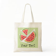 Wassermelone schneidet "Text" Taschen-Taschengrün