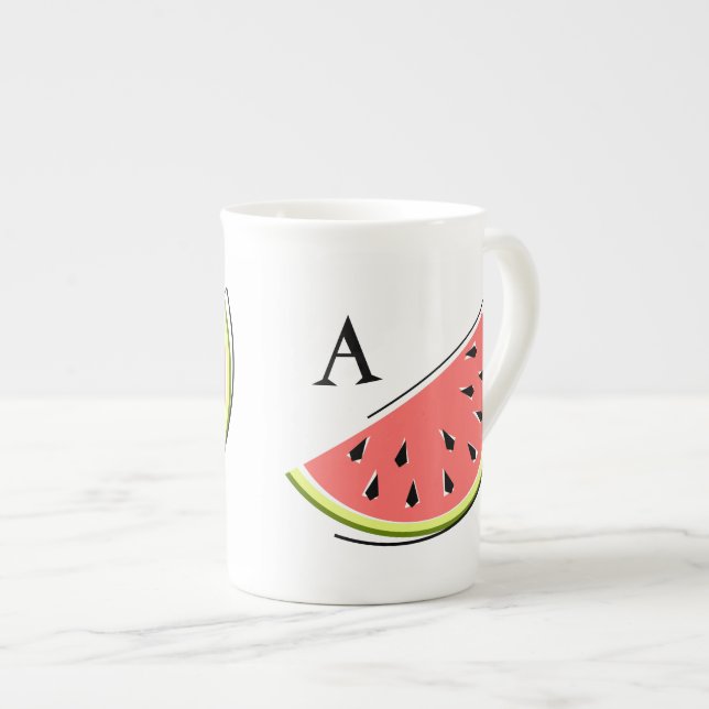 Wassermelone Slice 2 Monogramm Prozellantasse (Vorderseite Rechts)