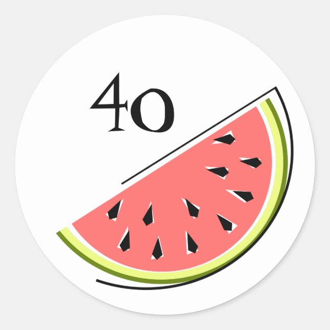 Wassermelone Slice Age 40 Aufkleber rund (Vorderseite)
