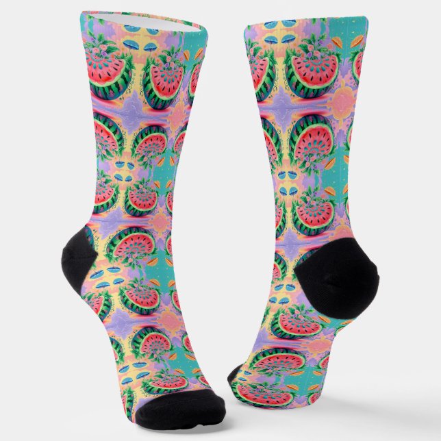 Wassermelone Socken (Gewinkelt)