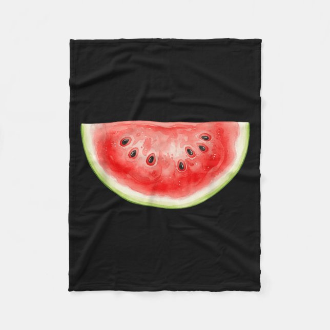Wassermelone Sommer Aquarell Fruchtscheibe Saftig Fleecedecke (Vorderseite)