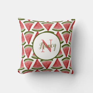 Wassermelone Sommer Grillen Party Monogramm Kissen