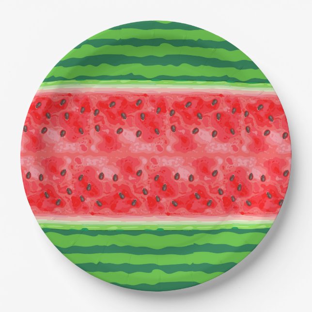 Wassermelone Sommerfrüchte Pappteller (Vorderseite)