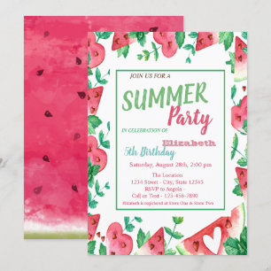 Wassermelone,Sommerparty Geburtstag Einladung