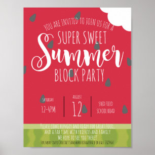 Wassermelone Sommerquartier Party Poster