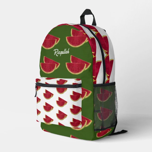 Wassermelone Spaß Positive Liebe Bedruckter Rucksack (Rückseitige Ecke Rechts)