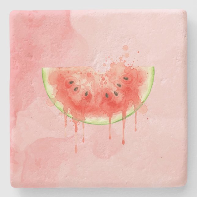 Wassermelone Steinuntersetzer (Vorderseite)