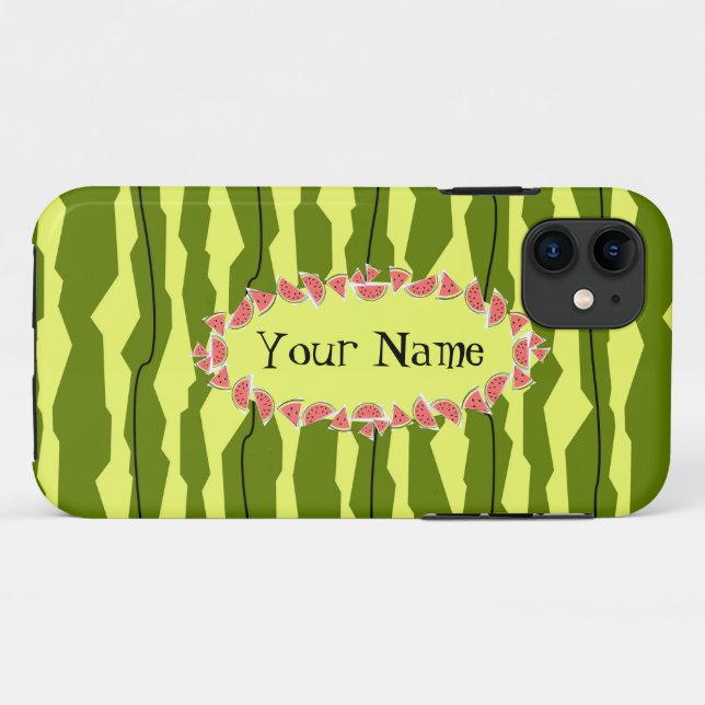 Wassermelone Streifen oval "Name" horizontal Case-Mate iPhone Hülle (Rückseite (Horizontal))