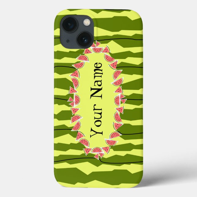 Wassermelone Streifen oval "Name" horizontal Case-Mate iPhone Hülle (Rückseite)