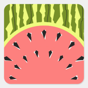 Wassermelone Streifen Rosa Quadrat Quadratischer Aufkleber