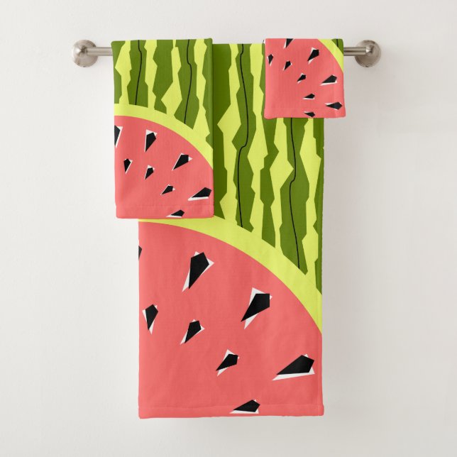 Wassermelone Stripe Pink Badhandtuch Set (Insitu)