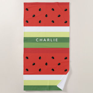Wassermelone Stripes individuelle Name Strandtuch