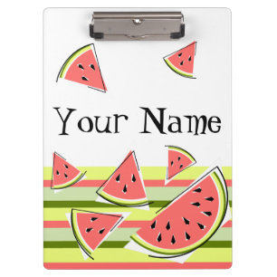 Wassermelone Stücke Streifen Klassischer Name Klemmbrett