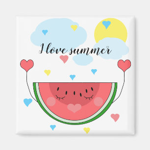 Wassermelone, Text, "I Liebe Summer", Magnet