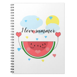 Wassermelone, Text, "I Liebe Summer", Notizblock