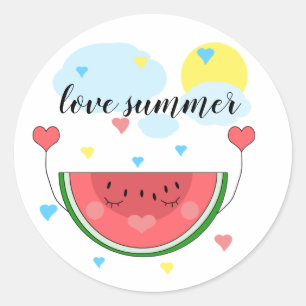 Wassermelone, Text, "I Liebe Summer", Runder Aufkleber