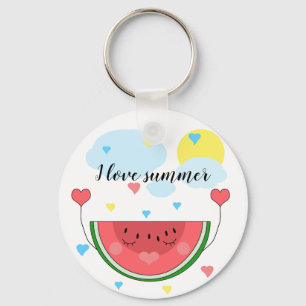 Wassermelone, Text, "I Liebe Summer", Schlüsselanhänger