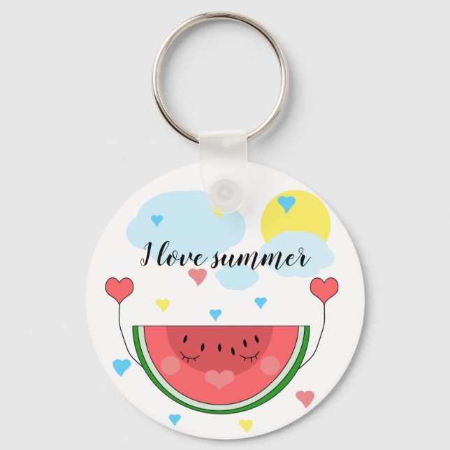 Wassermelone, Text, "I Liebe Summer", Schlüsselanhänger (Vorderseite)