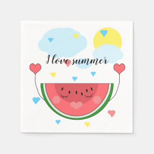 Wassermelone, Text, "I Liebe Summer", Serviette