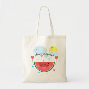 Wassermelone, Text, "I Liebe Summer" Tragetasche