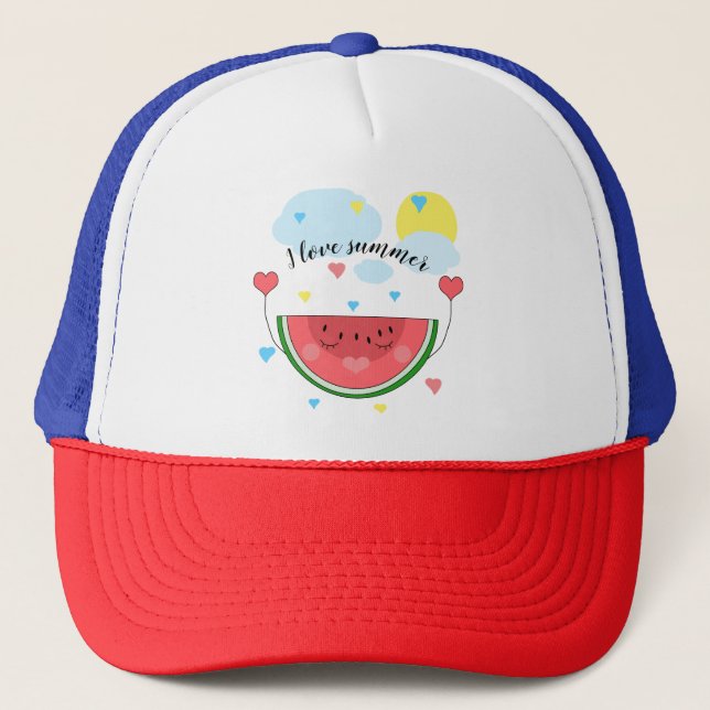 Wassermelone, Text, "I Liebe Summer" Truckerkappe (Vorderseite)