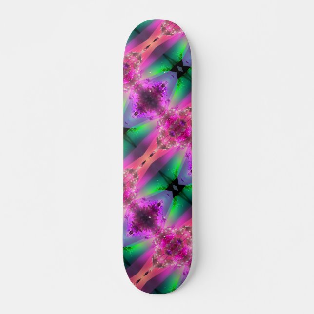 Wassermelone Tourmaline Neon Green Hot Pink Abstra Skateboard (Vorne)