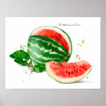 Wassermelone und Aquarellbilder