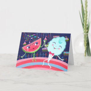 Wassermelone und Cotton Candy Carnival Geburtstag Karte