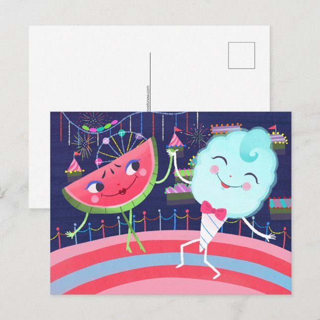 Wassermelone und Cotton Candy Carnival Postkarte (Vorne/Hinten)