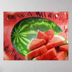 Wassermelone und geschnittene Scheiben Kleine Poster