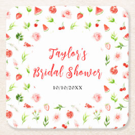 Wassermelone und Granatapfel-Brautparty Rechteckiger Pappuntersetzer