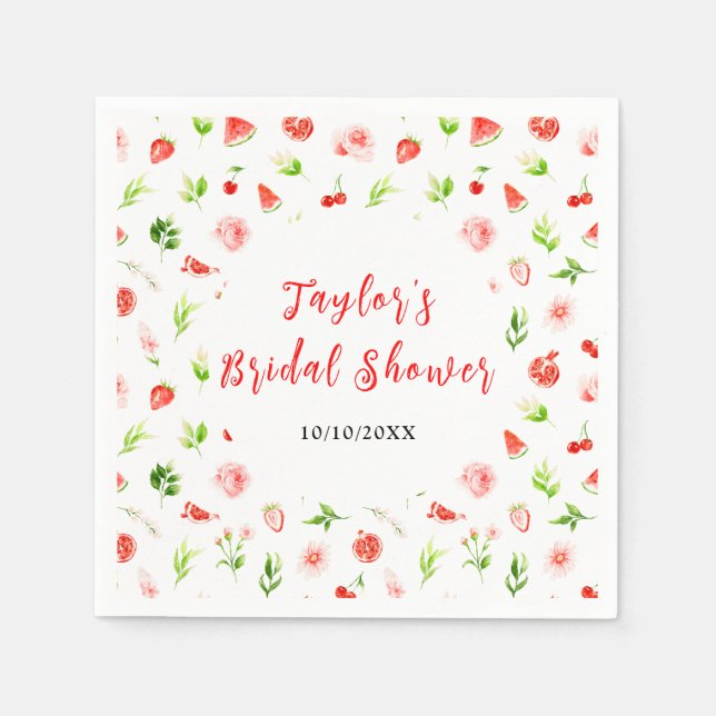 Wassermelone und Granatapfel-Brautparty Serviette (Vorderseite)