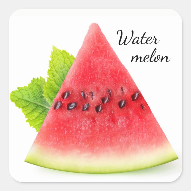 Wassermelone und Minze Quadratischer Aufkleber (Vorderseite)