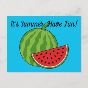 Wassermelone und Scheibe   Fügen Sie Ihren Text hi Postkarte