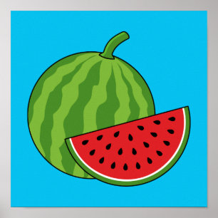 Wassermelone und Slice Poster