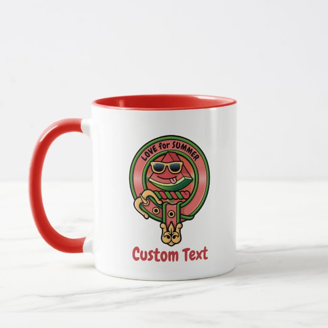 Wassermelone Wappen über Tartan Tasse (Links)