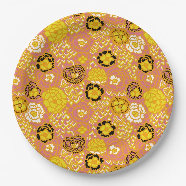 Wassermelone Zitrone Gold Pappteller (Vorderseite)